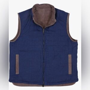 EDDY MONETTI Taupe Perforated Leather Reversible Down Vest SzXL x Loro Piana